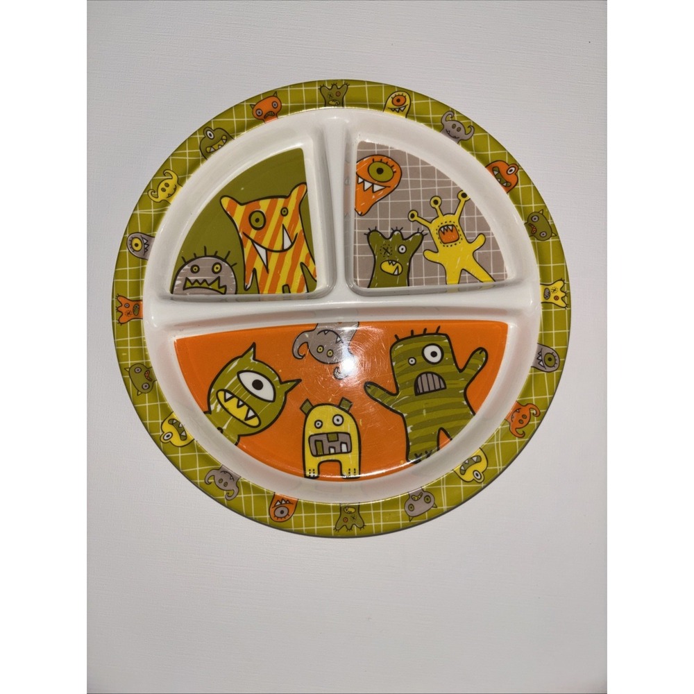 Sugar booger Monster Divided Child's Plate Cartoon Collector Rare